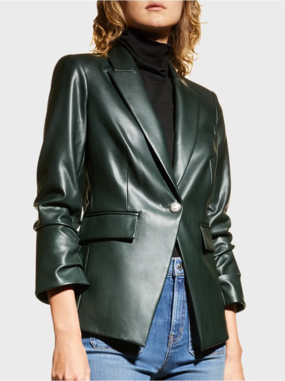 Veronica Beard Hollis Faux Vegan Leather Dickey Jacket Blazer Size 8 (Read) - Picture 9 of 9